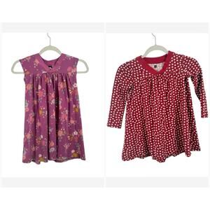 Tea Collection Floral Dress Lot of 2 Purple Red 100% Cotton Girl Youth Size 6-7